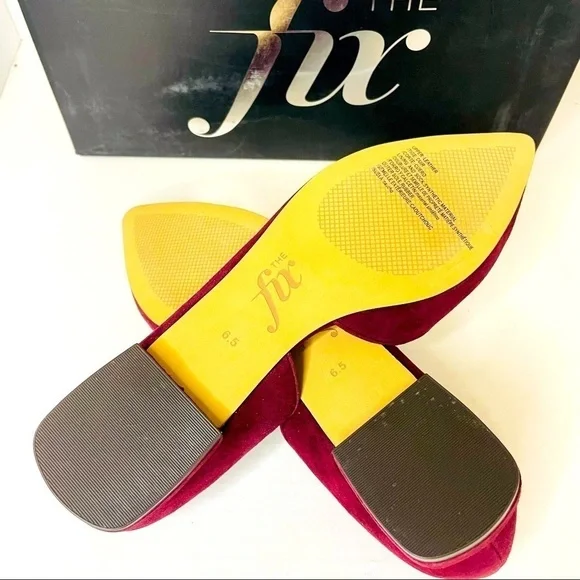 The Fix Emma Pointed Toe D’Orsay Velvet slide flat Wine. - Picture 4 of 7
